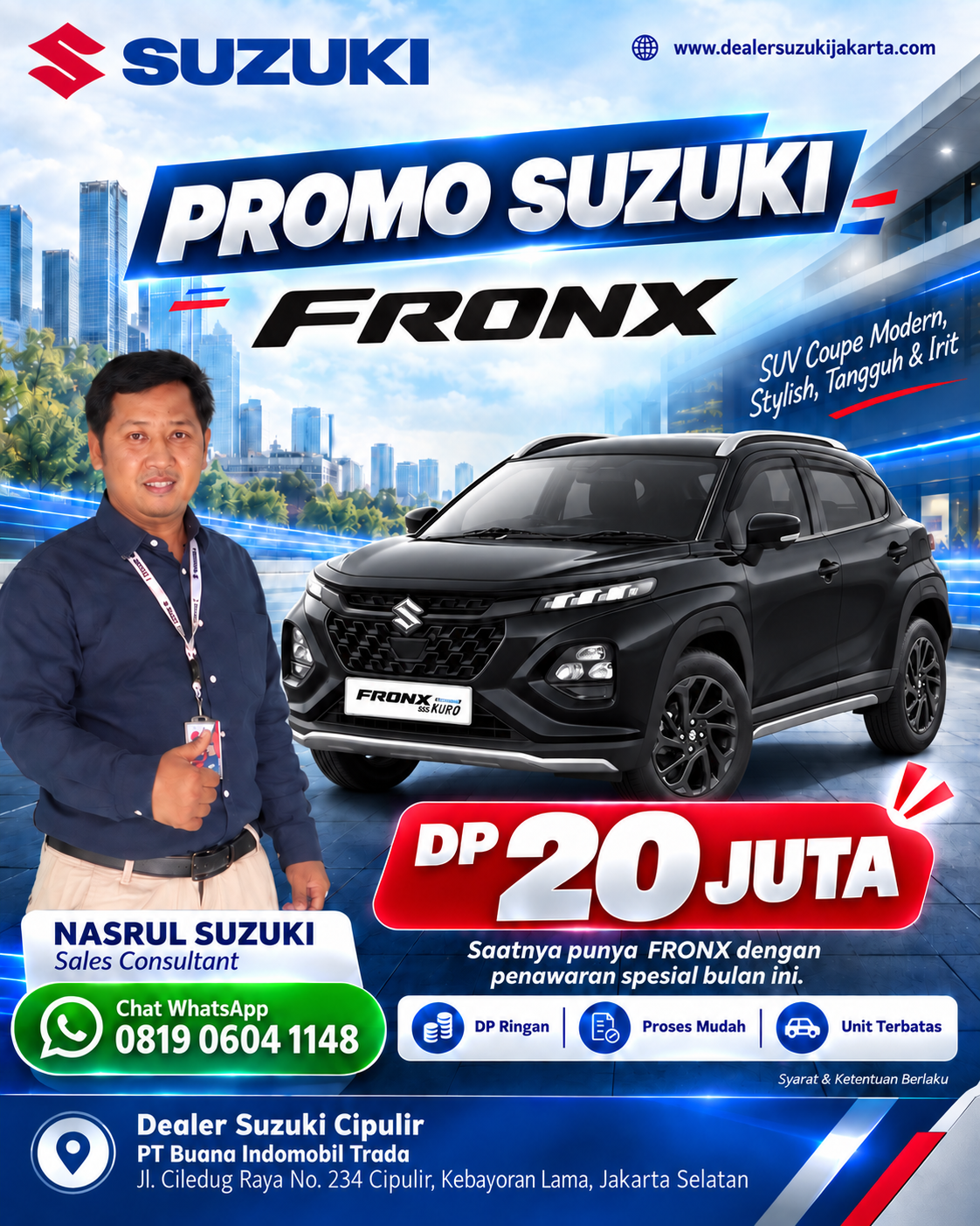 PROMO SUZUKI FRONX DP 20 JUTA 2026 - DEALER SUZUKI CIPULIR JAKARTA